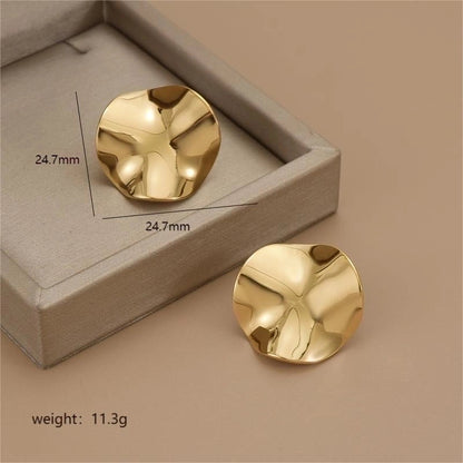 1 Pair Minimalist Heart Shape Polishing Plating Stainless Steel 18K Gold Plated Ear Studs