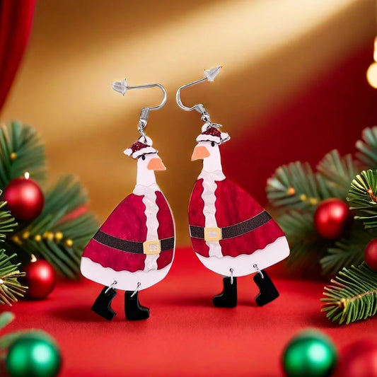 Cute Cartoon Christmas Duck Acrylic Earrings Christmas Gift Decoration Earrings