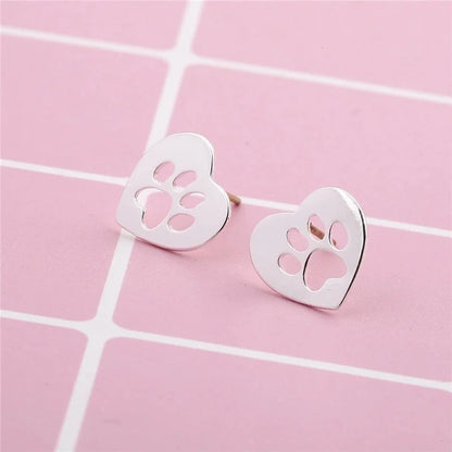 1 Pair Cute Paw Print Plating 304 Stainless Steel 18K Gold Plated Ear Studs