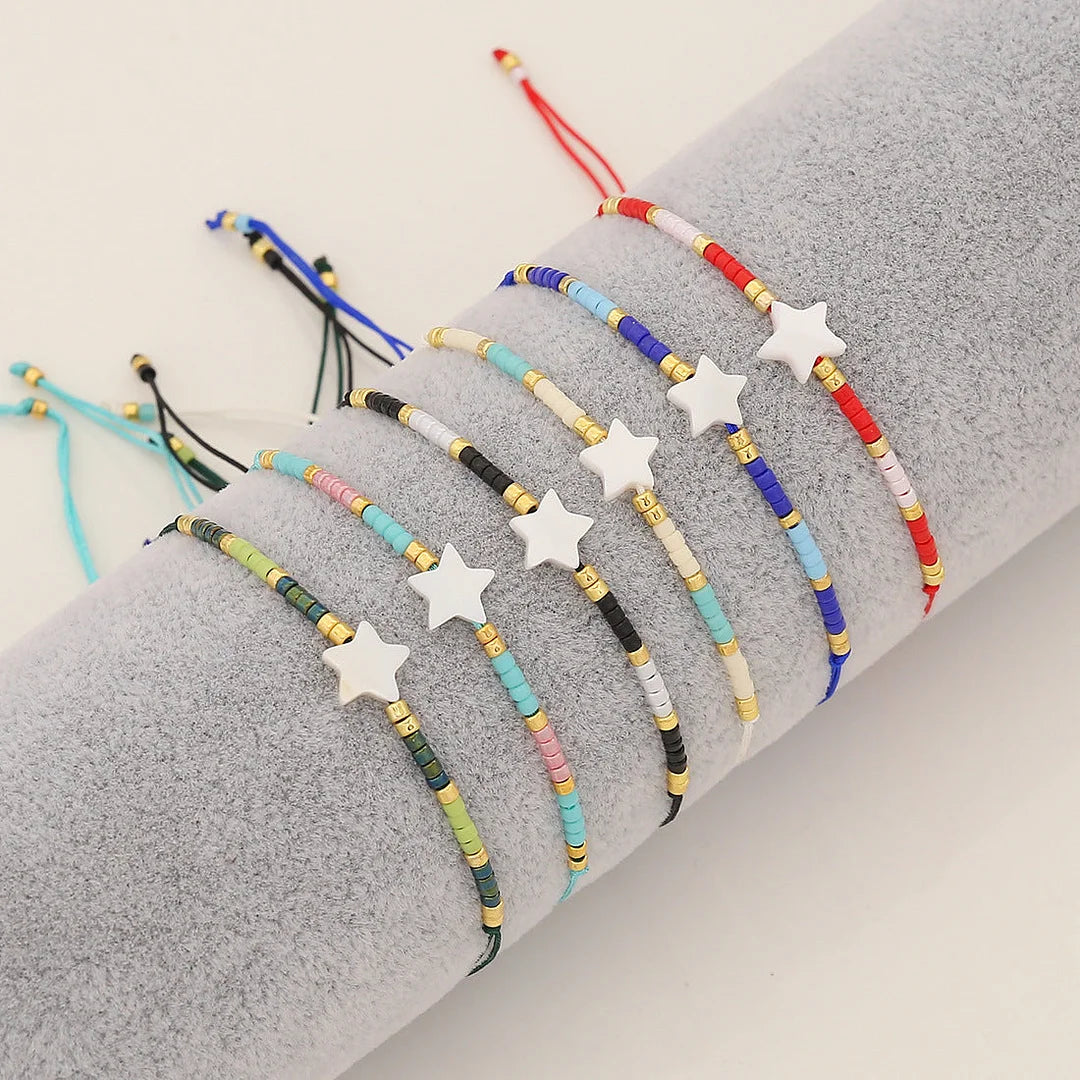 Women Pentagram Star Shell Knitting Bracelets