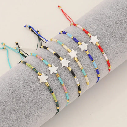 Women Pentagram Star Shell Knitting Bracelets