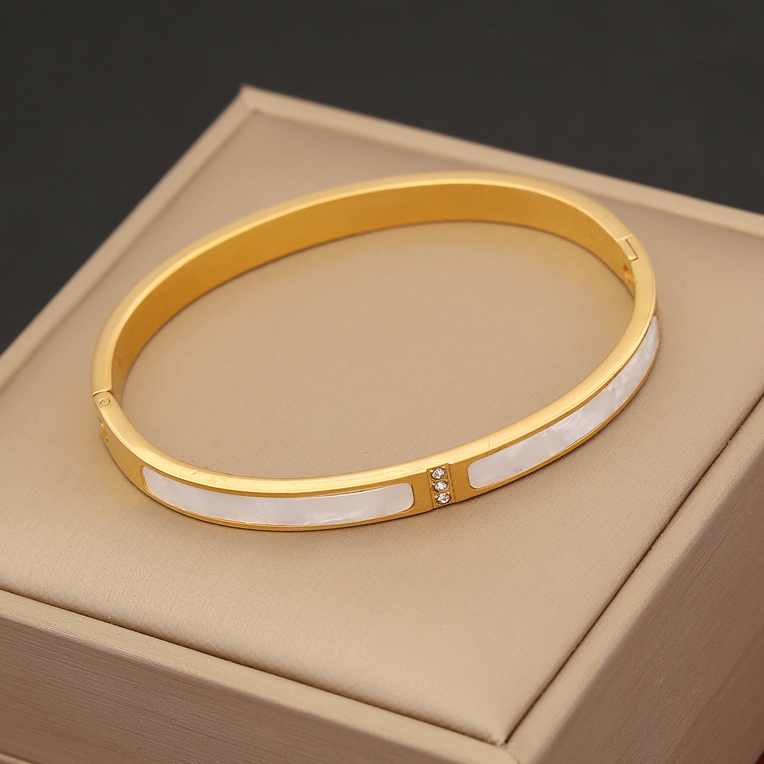 Expressive Stainless Steel Zircon Inlay Bangles
