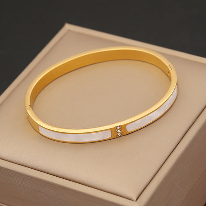 Expressive Stainless Steel Zircon Inlay Bangles