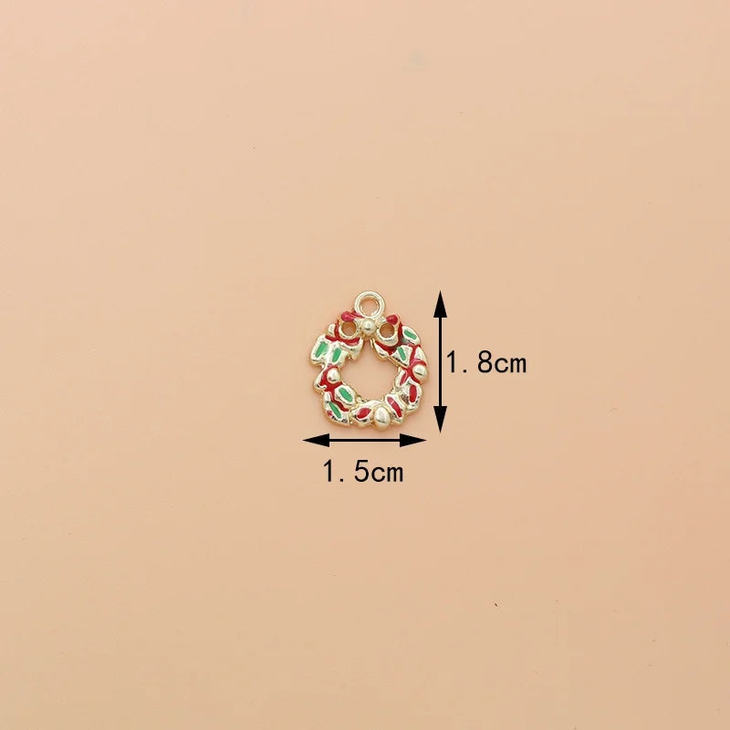 10 PCS/Package 17*13mm Alloy Christmas House Wreath Pendant Jewelry Accessories