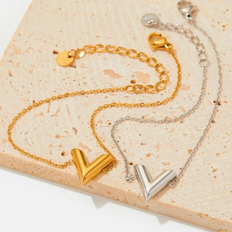 Minimalist Letter Stainless Steel Titanium Steel Bracelets Earrings Necklace