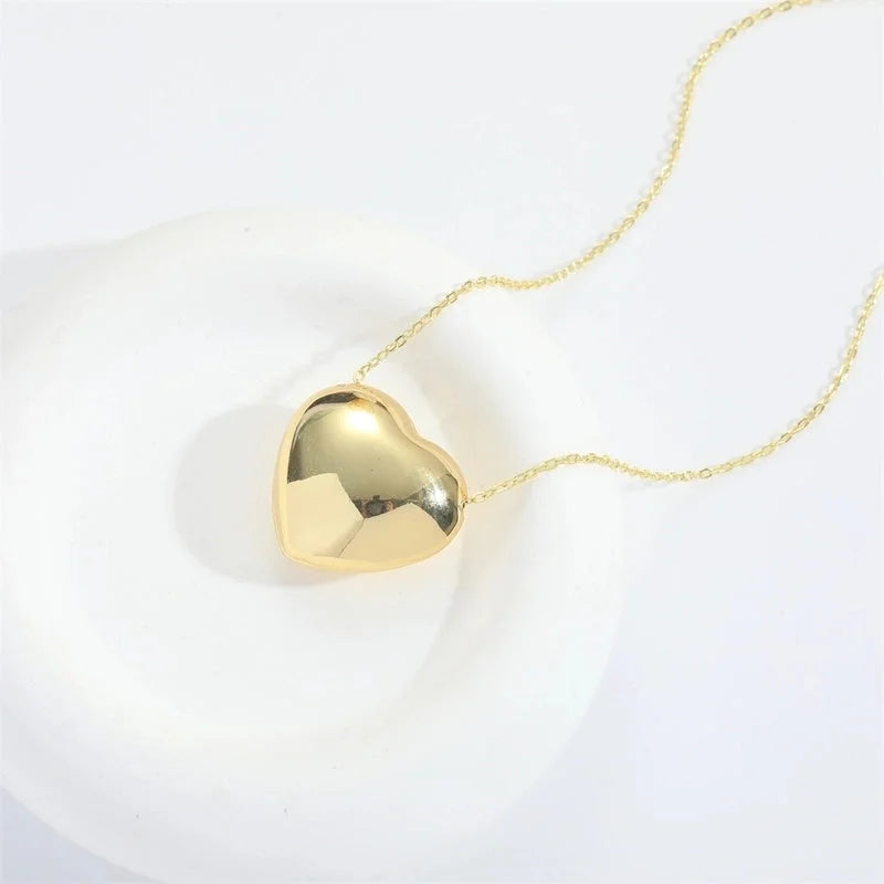 Copper 14K Gold Plated Heart Shape Pendant Necklace