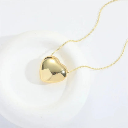 Copper 14K Gold Plated Heart Shape Pendant Necklace