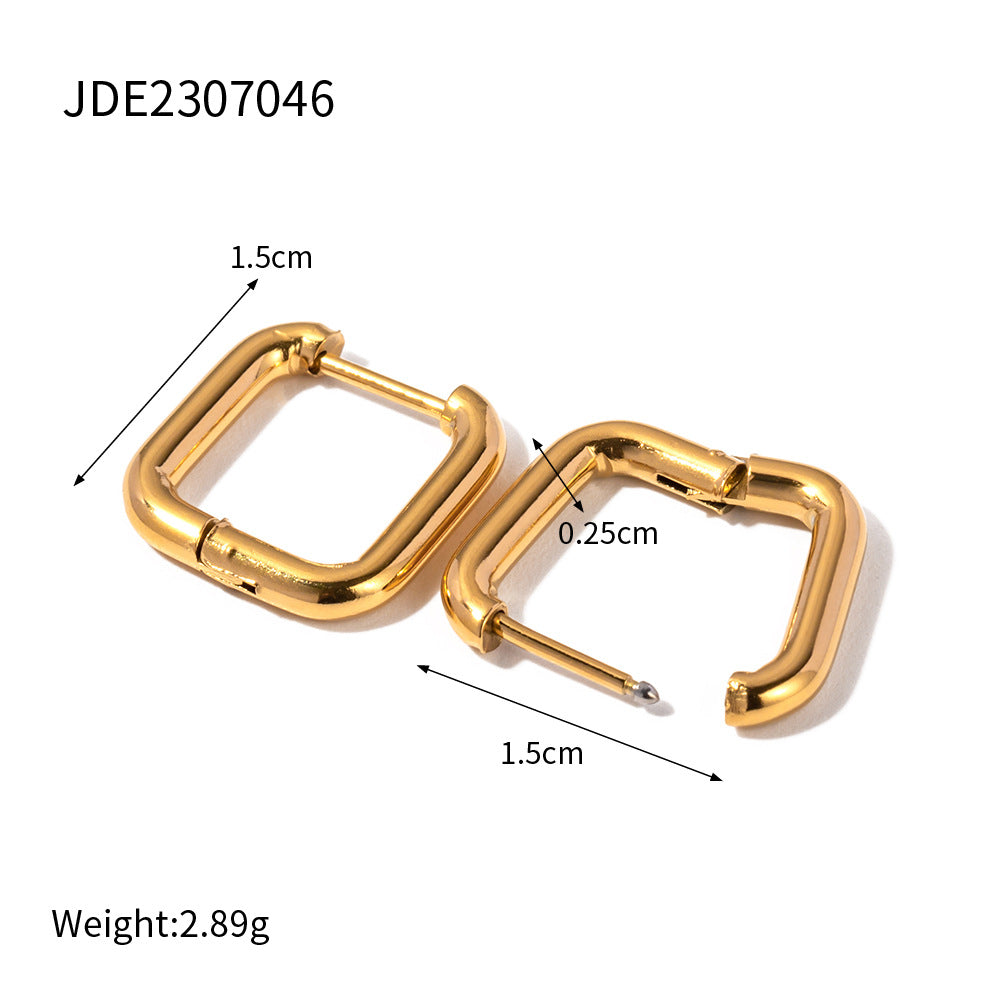 IG Style Heart Asymmetrical Geometric Stainless Steel 18K Gold Plated Earrings