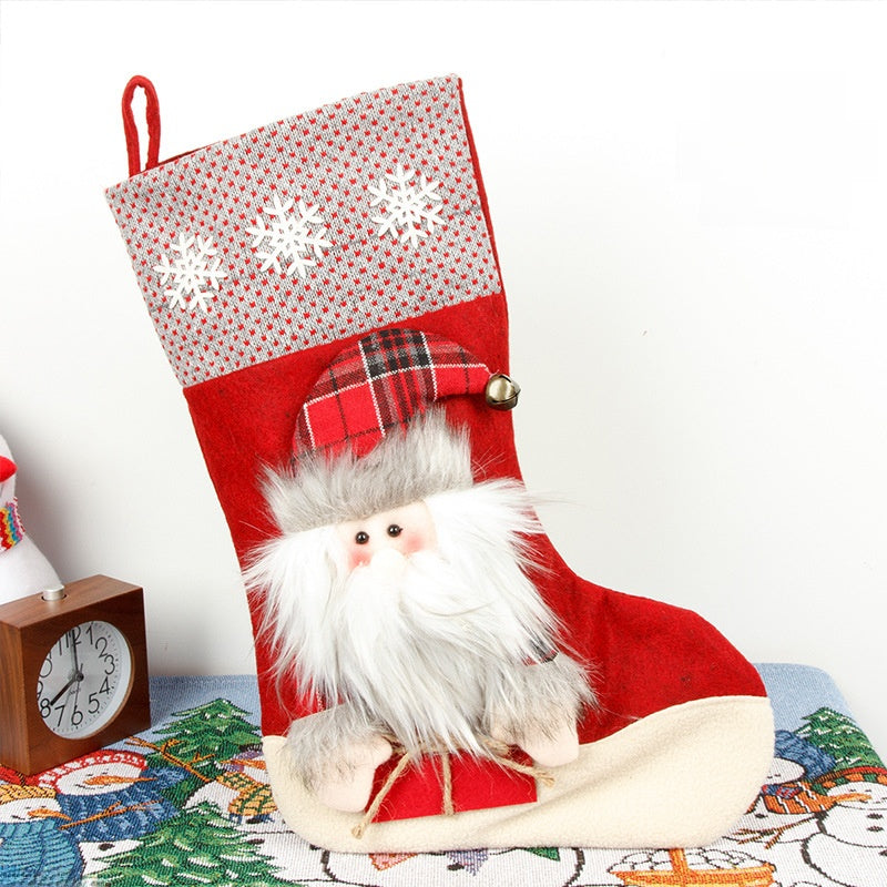2 Pieces Merrychristmas Large Christmas Socks Santa Claus Snowman Three-dimensional Decoration Gift Bag Gift Bag