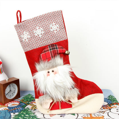 2 Pieces Merrychristmas Large Christmas Socks Santa Claus Snowman Three-dimensional Decoration Gift Bag Gift Bag