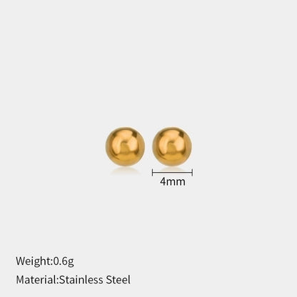 1 Pair Minimalist Ball Solid Color Plating 304 Stainless Steel Stainless Steel Earrings