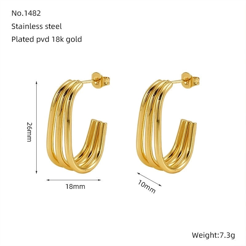 1 Pair Minimalist Classic Style Solid Color 304 Stainless Steel 18K Gold Plated Earrings Ear Studs