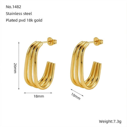 1 Pair Minimalist Classic Style Solid Color 304 Stainless Steel 18K Gold Plated Earrings Ear Studs
