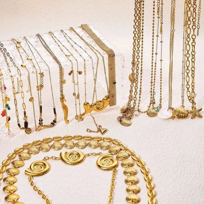 Titanium Steel Necklace Fashion Stainless Steel Necklace 18K Gold Non-Fading French Minority Retro Ladies