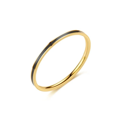 Fashion Stripe Titanium Steel 18K Gold Plated Enamel Rings