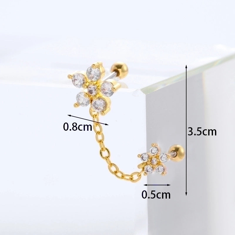 Ear Cartilage Rings & Studs Flower 316L Stainless Steel Copper Inlaid Zircon Zircon