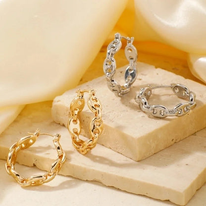 2 Pieces Glam Minimalist Shiny Geometric Inlay Copper Zircon K Gold Plated Earrings