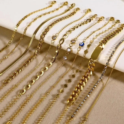 Minimalist Classic Style Solid Color 201 Stainless Steel Bracelets In Bulk