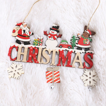 Cross-border New Christmas Decorations Wooden Christmas Tree Pendant Creative Christmas Pendant Wooden Crafts Door Hanging