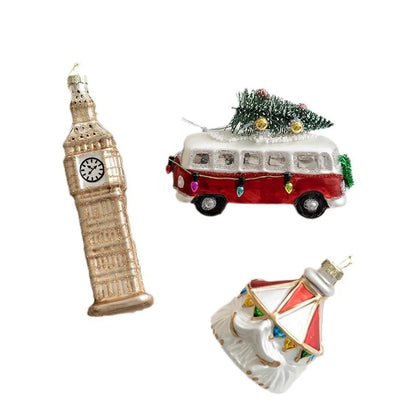 Christmas Minimalist Santa Claus Glass Holiday Daily Ornaments