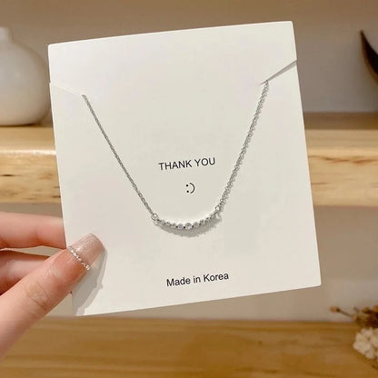 Fashion Bow Knot Titanium Steel Inlay Zircon Pendant Necklace 1 Piece