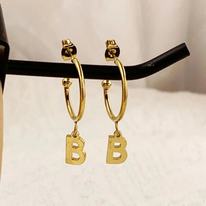1 Pair Minimalist C Shape Letter Plating 304 Stainless Steel 18K Gold Plated Drop Earrings