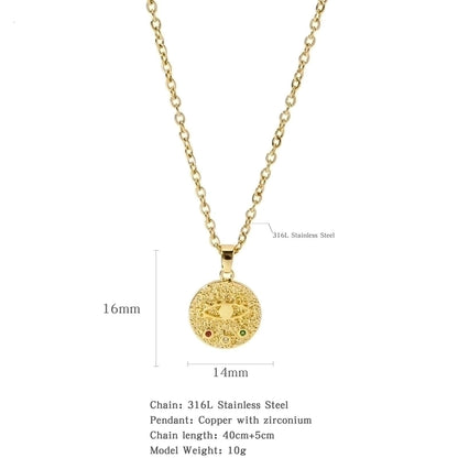 316L Stainless Steel Copper Gold Plated Minimalist Classic Style Plating Constellation Pendant Necklace