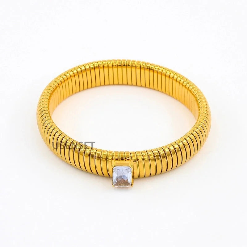 Fashion Geometric 304 Stainless Steel Zircon Stainless Steel Bracelets In Bulk