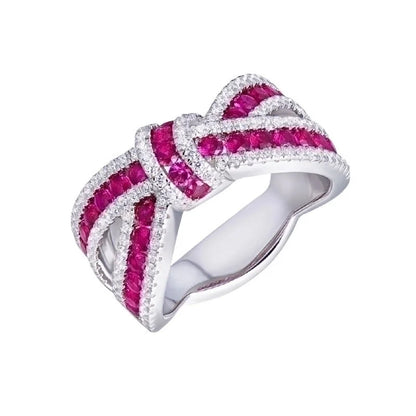 Minimalist Classic Style Bow Knot Copper Inlay Zircon Rings