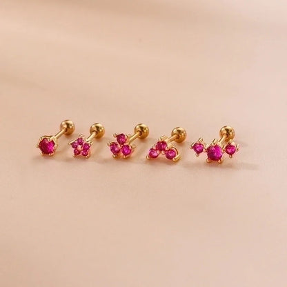 1 Piece Ear Cartilage Rings & Studs Fashion Flower 316L Stainless Steel Copper Plating Inlay Zircon