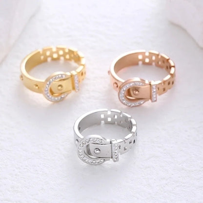 304 Stainless Steel 18K Gold Plated Rose Gold Plated Casual Plating Inlay Solid Color Artificial Rhinestones Rings