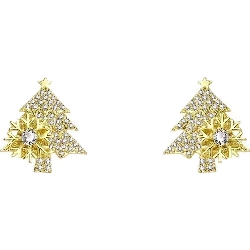 1 Pair Christmas Elegant Christmas Tree Plating Copper Ear Studs