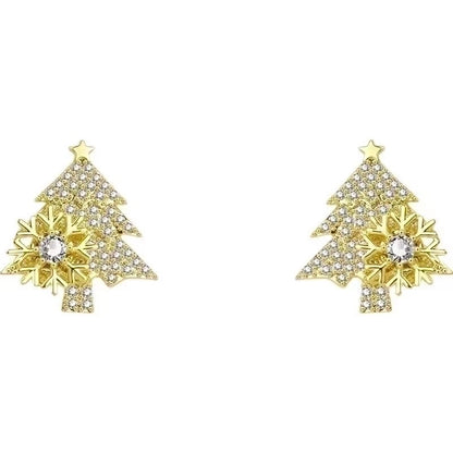1 Pair Christmas Elegant Christmas Tree Plating Copper Ear Studs