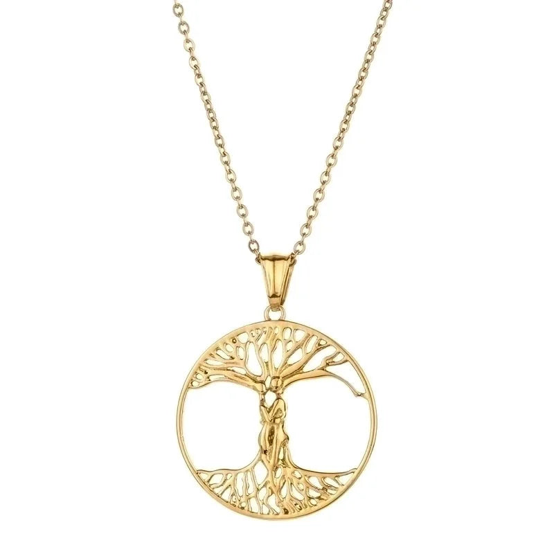 Casual Minimalist Life Tree 304 Stainless Steel Plating Pendant Necklace