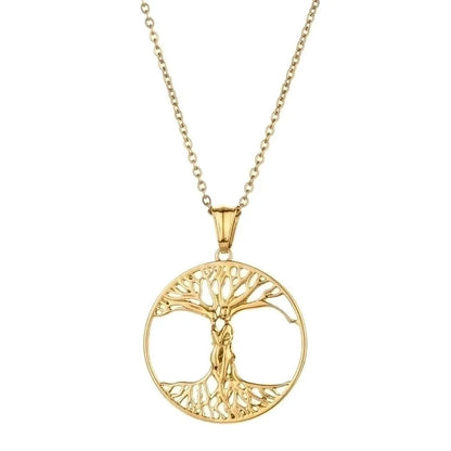 Casual Minimalist Life Tree 304 Stainless Steel Plating Pendant Necklace