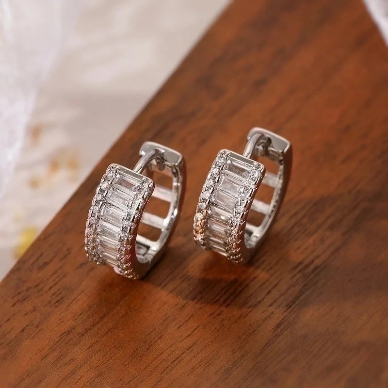 1 Piece Basic Minimalist Geometric Plating Inlay Copper Zircon 18k Gold Plated Hoop Earrings