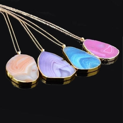 Minimalist Water Droplets Alloy Natural Stone Chain Necklace