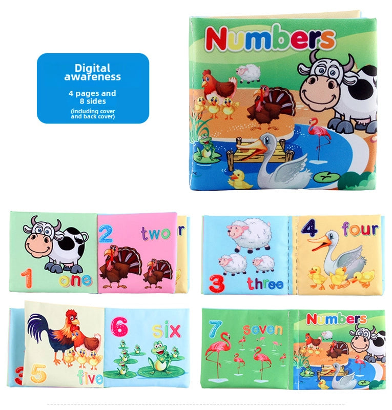 Hot Sale Enlightenment Early Education Baby Cloth Book English Animal Transport Cognitive Book Baby Cloth Book