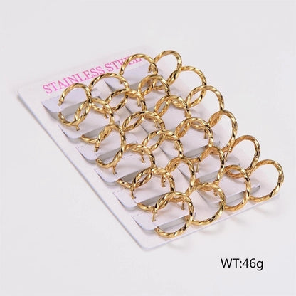 1 Pack Of 12 Pairs Casual Basic Classic Style Twist 304 Stainless Steel Earrings