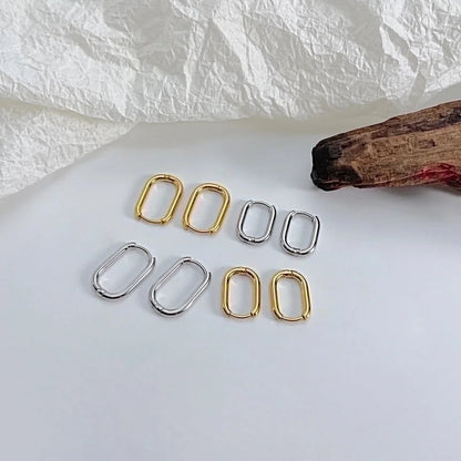 1 Pair Minimalist Solid Color Patchwork 304 Stainless Steel Hoop Earrings