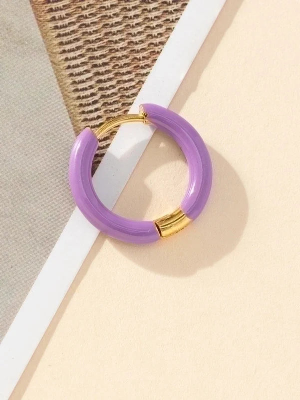 1 Piece Minimalist Solid Color Enamel Stainless Steel Earrings