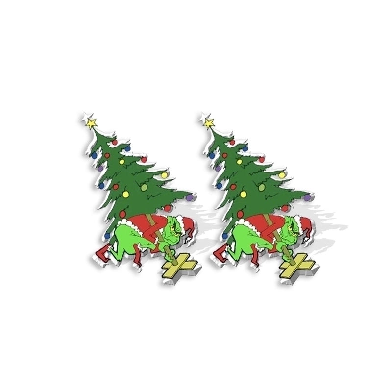 5 Pieces Cute Cartoon Christmas Hat Christmas Tree Arylic Epoxy Christmas Women's Earrings 1 Pair