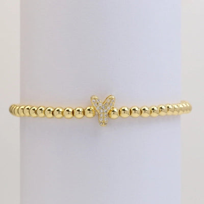 Xi Yin Hot Sale Brass Micro-Inlaid Bubble Balloon Diy26 English Letters Copper Bead Beaded Elastic Wire Bracelet