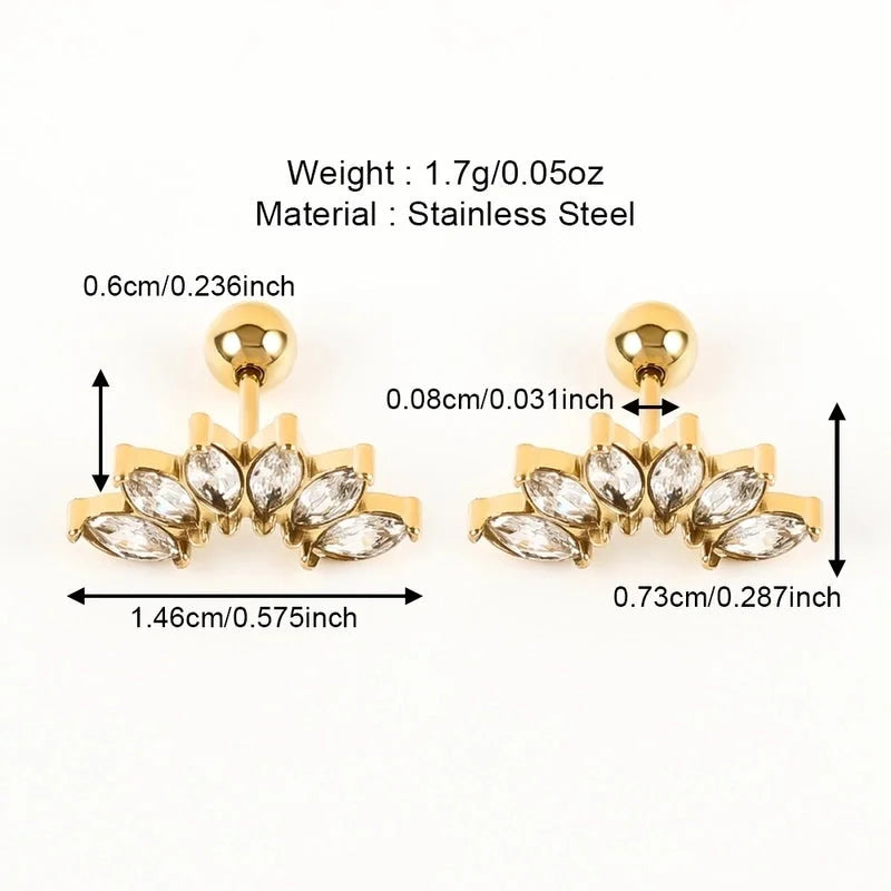 1 Pair Minimalist Classic Style Shiny Geometric Polishing Inlay 304 Stainless Steel Zircon Cartilage Earrings