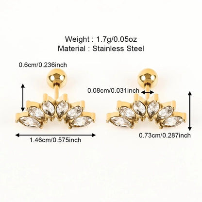 1 Pair Minimalist Classic Style Shiny Geometric Polishing Inlay 304 Stainless Steel Zircon Cartilage Earrings