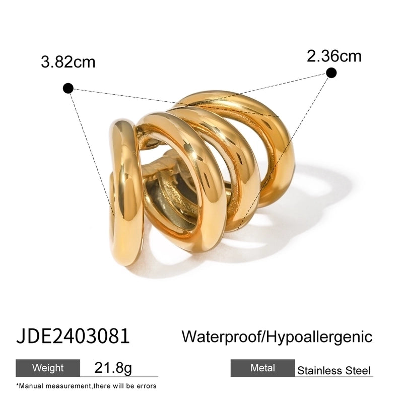 1 Pair Vacation Minimalist IG Style C Shape Solid Color Asymmetrical 304 Stainless Steel 18K Gold Plated Ear Cuffs