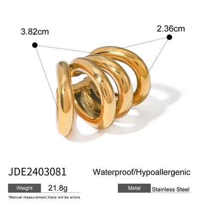 1 Pair Vacation Minimalist IG Style C Shape Solid Color Asymmetrical 304 Stainless Steel 18K Gold Plated Ear Cuffs