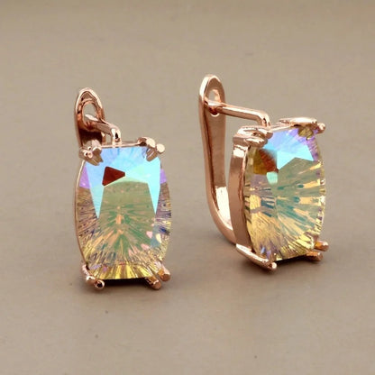 1 Pair Minimalist Classic Style Solid Color Inlay Copper Artificial Gemstones Earrings