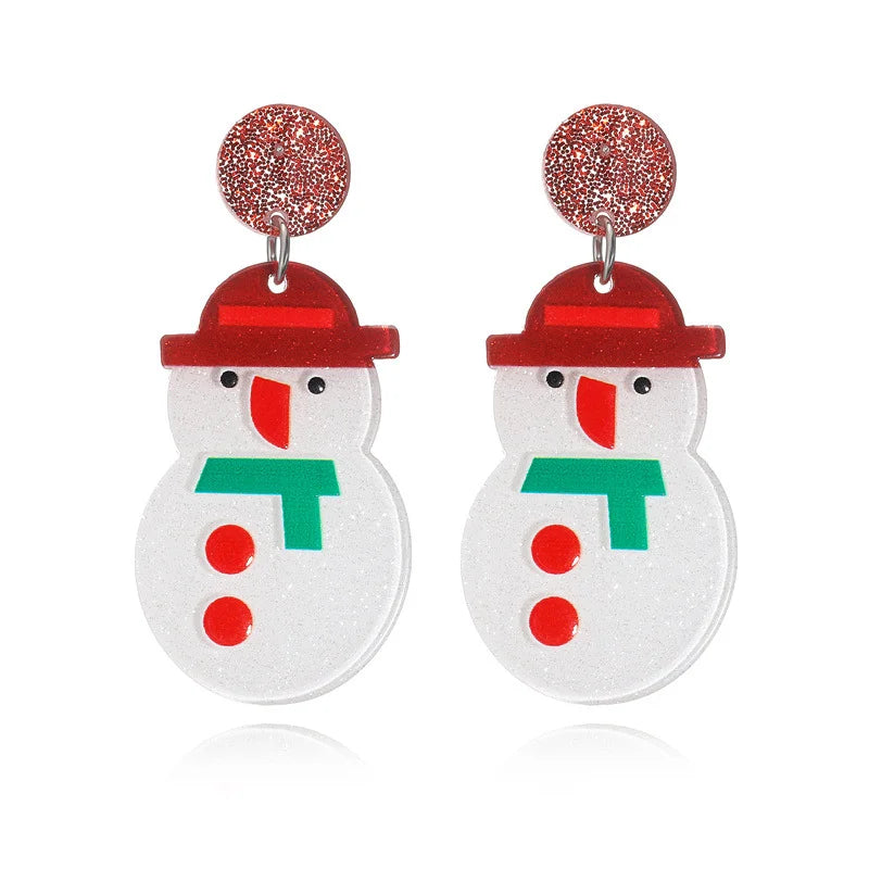 Christmas Earrings Christmas Old Man Bell Snowman Earrings Studs