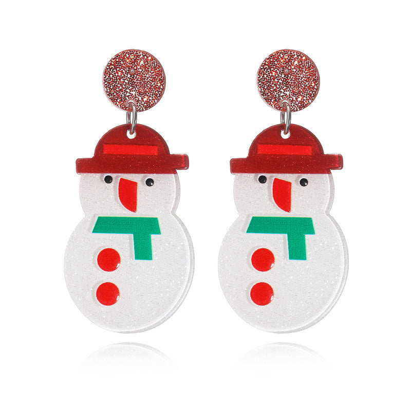 Christmas Earrings Christmas Old Man Bell Snowman Earrings Studs